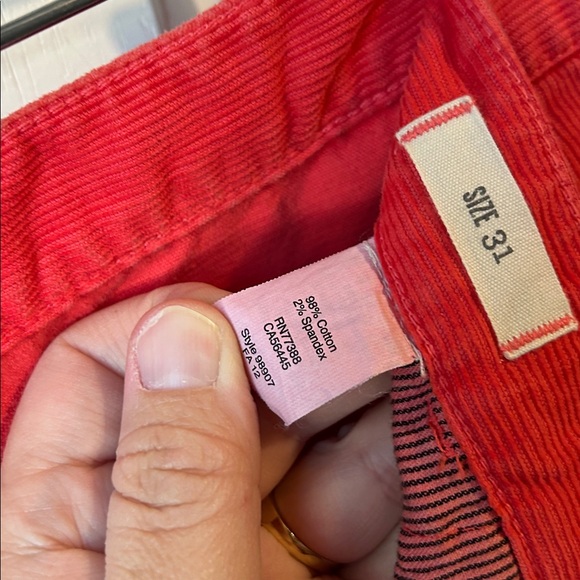 Madewell Cherry Red Corduroy Trousers Preppy Fall Tailgate Academia Mobwife - Picture 5 of 5